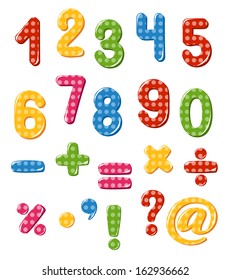 Set of numbers and punctuation marks