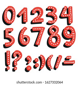 set of numbers and punctuation marks in vintage style for inscriptions and prints