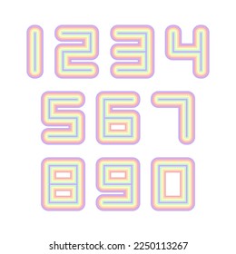 Set of numbers with rainbow typography design elements. Vector illustration.