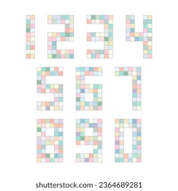 Set of numbers with rainbow typography design elements. Vector illustration.