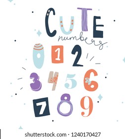 Set of numbers in scandinavian style for kids. Vector illustration.