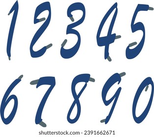 set of numbers in shoelaces fonts style.