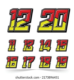 Set Numbers Sports Racing Numbers 1120 Stock Vector (Royalty Free ...