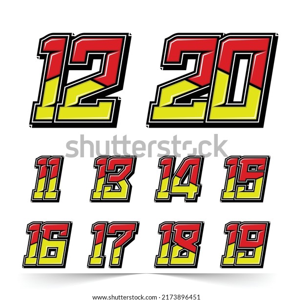 Set of\
numbers for sports and racing numbers\
11-20