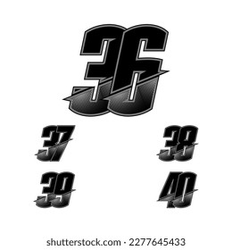 Set of numbers for sports and racing numbers 36-40