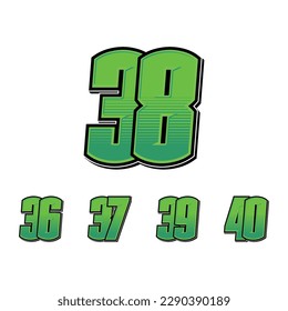 Set of numbers for sports and racing numbers 36-40