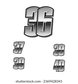 Set of numbers for sports and racing numbers 36-40