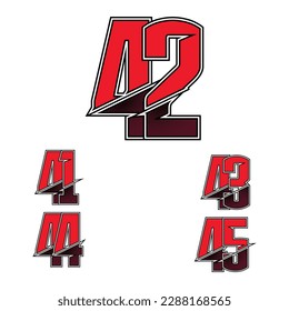 Set of numbers for sports and racing numbers 41-45