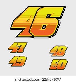 Set of numbers for sports and racing numbers 46-50