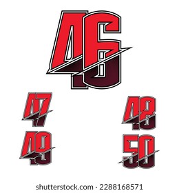 Set of numbers for sports and racing numbers 46-50