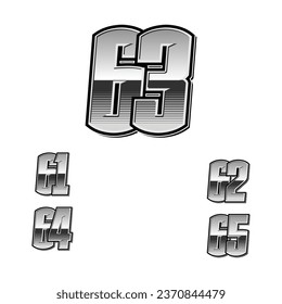 Set of numbers for sports and racing numbers 61-65