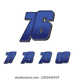 Set of numbers for sports and racing numbers 76-80