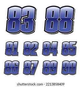 Set of numbers for sports and racing numbers 81-90