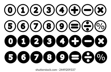 set of numbers and symbols. Bullet point or circle number icon. Replaceable vector design