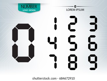 Set of numbers technology is a digital on the gray background vector illustration