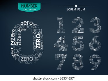 Set of numbers technology on the dark background vector illustration