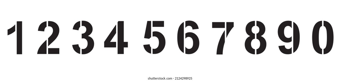 Set of numbers: ten, nine, eight, seven, six, five, four, three, two, one. Numeral math alphabet. School graphic vector illustration. Mathematics font design.