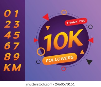 Set of numbers for Thank you followers label design. Thank you followers congratulation card vector illustration for social networks, web user, blogger celebrates a large number of subscribers svg