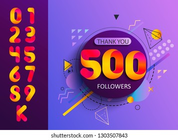 Set of numbers for Thanks followers template design.Thank you followers congratulation card.Vector illustration for Social Networks.Web user,blogger celebrates and tweets a large number of subscribers