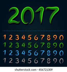 a set of numbers in a vector, Collection of Digits painted brush