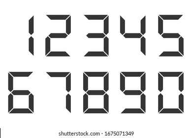 Set of numbers. Vector illustration. Black digital clock numbers isolated. Calculator digital numbers