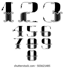 set of numbers in vintage style
