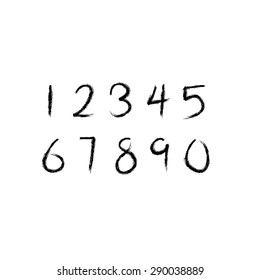 Set of numbers written with brush
