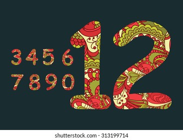Set of numbers. Zentagle design