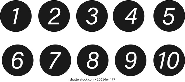 Set of numbers, from zero to nine 0-9 multi, bold, Bullet, points, numbers. Steps, tag icons
