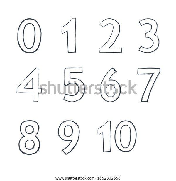 Set Numbers Zero Nine Eight Seven Stock Vector Royalty Free