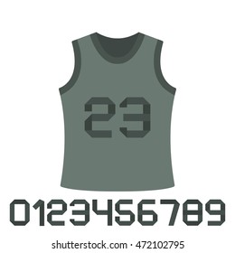 Set of numbers from zero to nine, isolated on white background, material for printing on shirts, vector illustration.