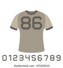 Set of numbers from zero to nine, isolated on white background, material for printing on T-shirts, vector illustration.