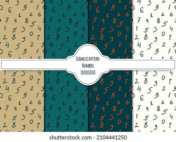 A set of numeral seamless wallpaper pattern. Vector graphics. 1000x1000