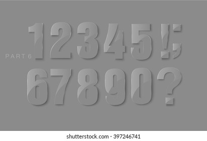 set of numerals of the classic shiny embossed numbers
