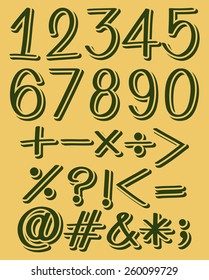 Set of numeric figures in green color