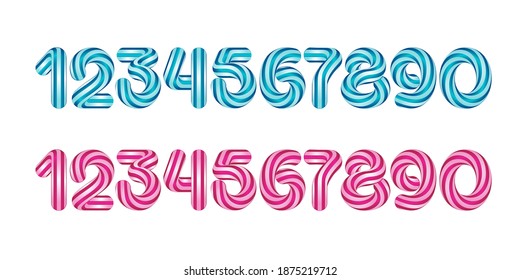 Set numeric font candy swirly theme blue, pink color