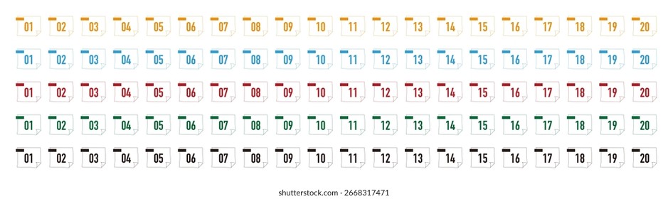 Un conjunto de iconos numéricos. Ilustración vectorial sobre fondo blanco.