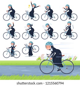 A set of Nun women on a road bike.There is an action that is enjoying.It's vector art so it's easy to edit.