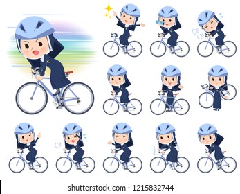 A set of Nun women on a road bike.There is an action that is enjoying.It's vector art so it's easy to edit.