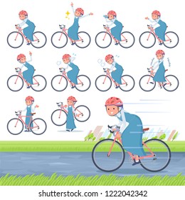 A set of Nun women on a road bike.There is an action that is enjoying.It's vector art so it's easy to edit.