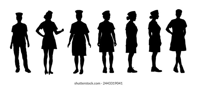 Set von Krankenschwester Silhouetten - Vektor-Illustration	