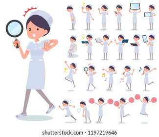 A set of Nurse women with digital equipment such as smartphones.There are actions that express emotions.It's vector art so it's easy to edit.
