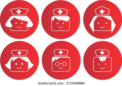A set of Nurse women with who express various emotions.There are actions related to workplaces and personal computers.It's vector art so it's easy to edit.