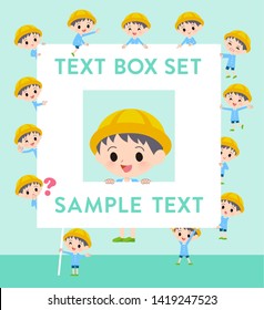 A set of Nursery school boy with a message board.Since each is divided, you can move it freely.It's vector art so it's easy to edit.
