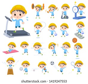 A set of Nursery school boy on exercise and sports.There are various actions to move the body healthy.It's vector art so it's easy to edit.
