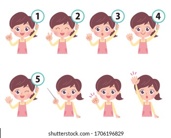 A set of nursery teacher with who express various emotions.It's vector art so it's easy to edit.