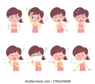 A set of nursery teacher with who express various emotions.It's vector art so it's easy to edit.