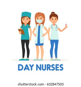Set of nurses. Logo. Banner. emblem of the International nurses day. Vector images in cartoon style