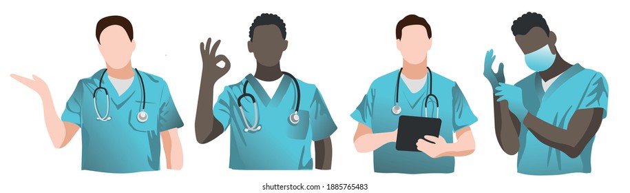 conjunto de enfermeras y médicos para su diseño