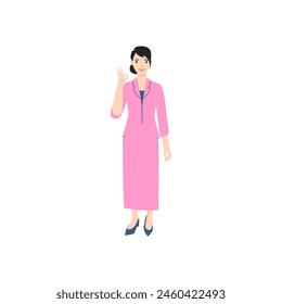 set of nurses in pink clothes posing advertising